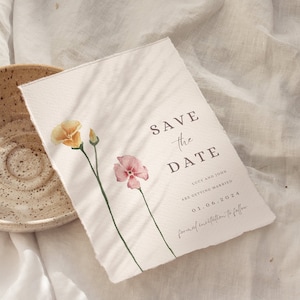 Plantilla floral para guardar la fecha, flores silvestres, guardar nuestra fecha, invitación de boda con flores prensadas, invitación de boda con flores silvestres imprimible, flores silvestres
