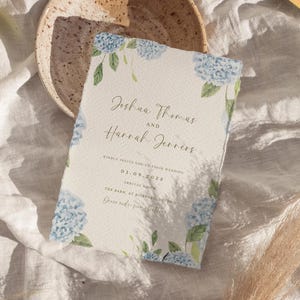 Hydrangea Wedding Invite Set Blue Hydrangea Wedding Invitations template Hydrangea Wedding Invite Canva Wedding Invite Template Hydrangea
