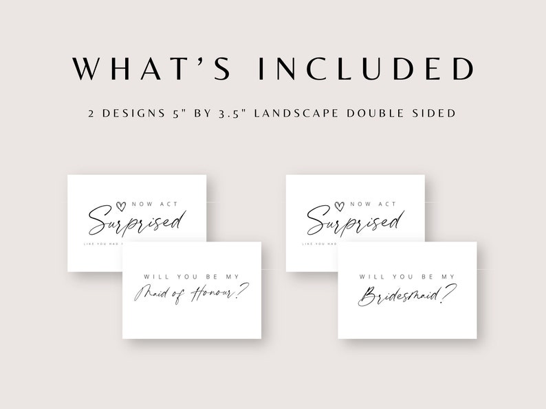 Bridesmaid proposal now act surprised bridesmaid proposal card template maid of honour card matron of honour card bridal party card template image 4