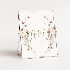 Baby in Bloom Geschenke Zeichen Baby in Bloom Baby Shower Geschenke Wildblumen Baby Shower Schild Vorlage Canva Blumenschild Wildblumendekorationen
