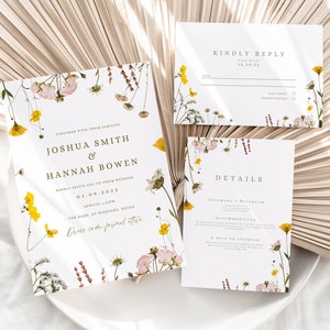 Pressed flower wedding invitation