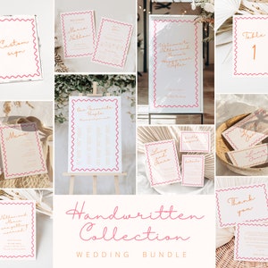 Handwritten wedding reception bundle Canva Whimsical wedding bundle wavy wedding bundle hand drawn wedding signage bundle wedding stationary