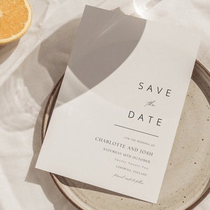 Black tie save the date modern save the date designs wedding template minimalist save the date printable Canva template save our date card