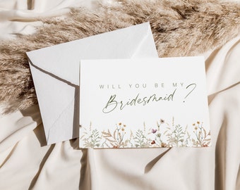 Bridesmaid proposal will you be my bridesmaid proposal card template maid of honour card matron of honor card bridal party card template