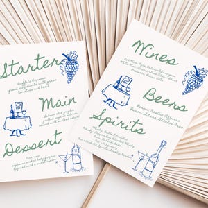 Modèle de menu de style italien dessiné à la main Menu griffonné dessiné à la main Menu coloré et menu du bar menu d'été menu Italie fantaisiste imprimable