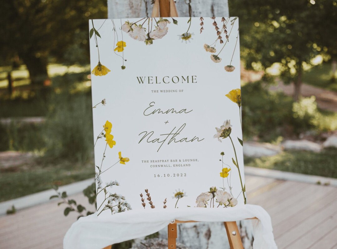 Wildflower Wedding Welcome Sign Wildlfower Spring Welcome Sign - Etsy