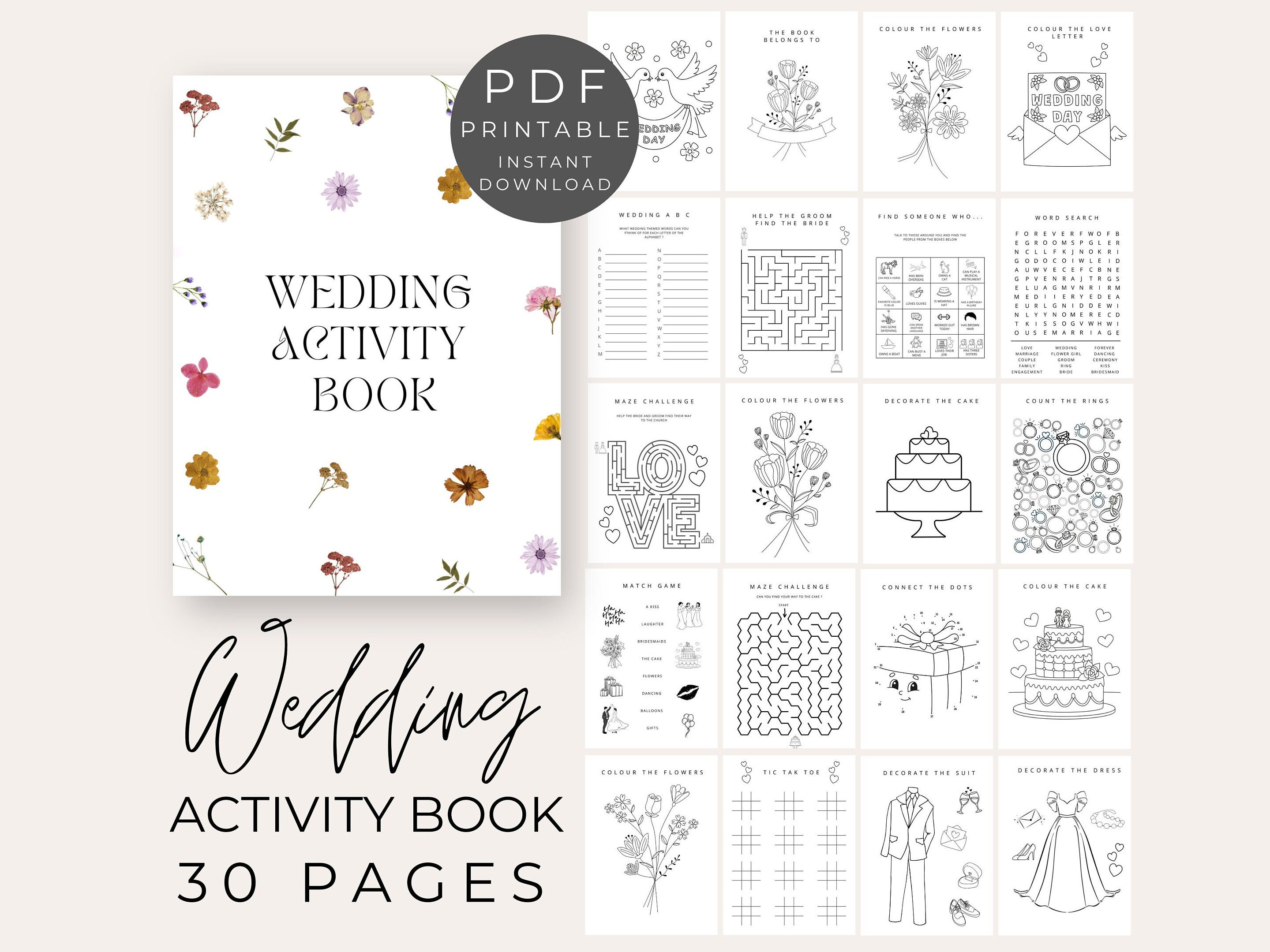 Kids Wedding Activities Pack Colouring Book Favour Set Printable ...