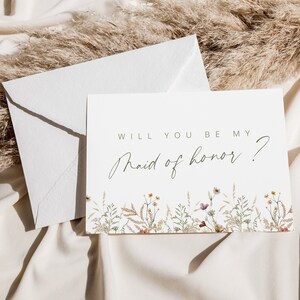 bridesmaid Proposal Card Template wildflowers