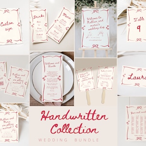Whimsical wedding bundle wedding reception bundle Canva wavy wedding bundle hand drawn wedding signage bundle wedding stationary fun
