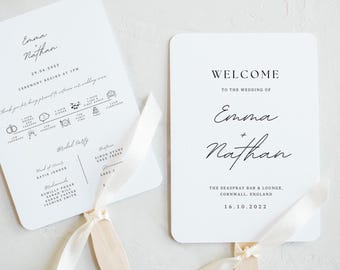 Wedding Program Fan Template Catholic Ceremony Order of Service Church Timeline Design Editable Canva Printable digital download