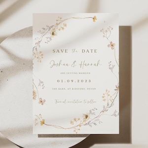 Wilde Blume Save the date evité blush Save the Dates staubige Rose Hochzeitsvorlage Aquarell Blumen Save the Date karte Wasserfarbe