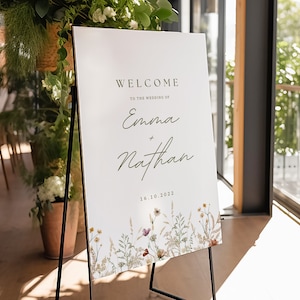 Wildflower Wedding Welcome Sign Template: Floral Canva Board
