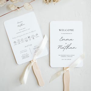 Modern wedding program fans wedding timeline program fan wedding ceremony program template fan wedding program fan template download
