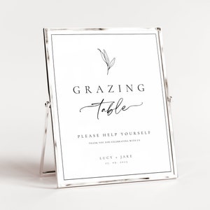 Minimalist Grazing Table Sign Template Wedding Grazing Table Sign  Modern Food Table Sign Printable Elegant Appetizer Sign Wedding Editable