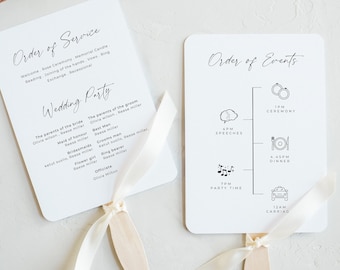 Modern wedding program fans wedding timeline program fan wedding ceremony program template fan wedding program fan template download