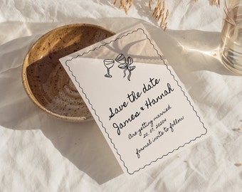 Whimsical Hand-Drawn Save the Date Card (Canva Template)