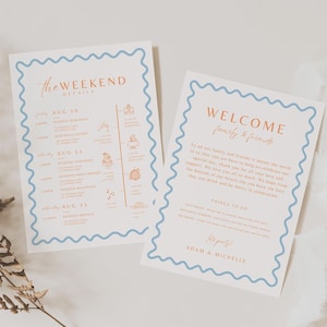 Wedding Itinerary & Thank You Note Template Destination Wedding Welcome Letter Info and Timeline hotel arrival bag card editable printable