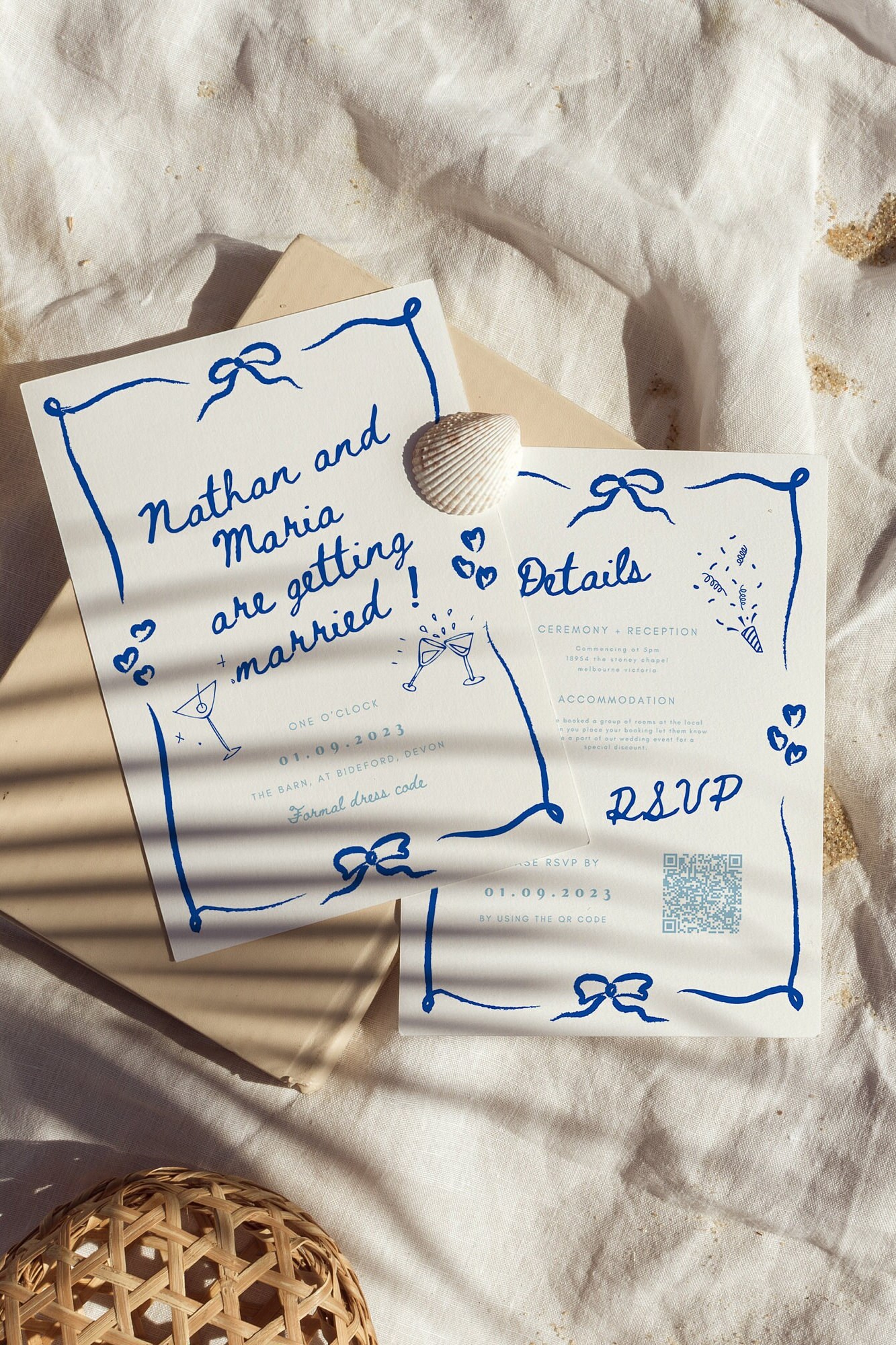 Wedding Invite Template Hand Drawn Double Sided Scribble Illustrated ...