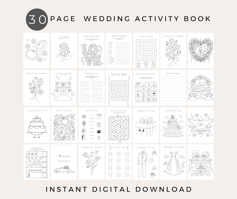 kids activity packs wedding kids activities printable childrens wedding activities kids wedding activity book Printable Activity Bundle