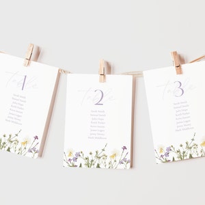 Floral Wedding seating chart cards boho Wildflower Wedding Seating Chart Card Boho Floral Seating chart Wedding seating cards template