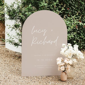 Beige wedding welcome sign arched wedding welcome sign arched wedding signage wedding sign template minimalist beige arched wedding