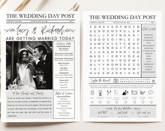 Newspaper wedding program template newspaper wedding program Canva folded newspaper wedding program Infographic timeline wedding itinerary