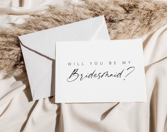 Will you be my bridesmaid card personalised bridesmaids proposal card minimal simple bridesmaid proposal card template wedding bridesmaid