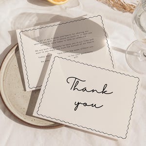 Carte de remerciement de mariage fantaisiste carte de remerciement pour prêtre de mariage merci d'être venu carte de table rétro bord festonné officiant Merci