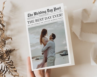 Newspaper wedding program template Canva Editable Wedding Infographic program Editable Wedding Newspaper Program Fun Wedding Program