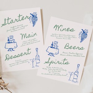 Handwritten Wedding Bar Menu Scribble Menu Hand Drawn Illustrated Bar ...