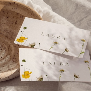 Floral place cards wedding wildflower Place Card Minimal Wedding Place Cards Template floral Place Card Wedding name tag card garden flower