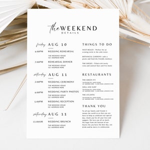 destination wedding itinerary