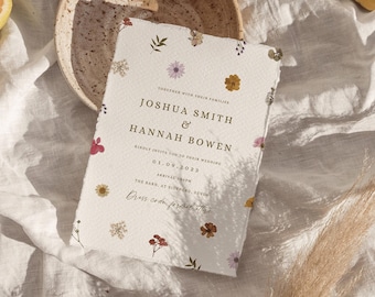 Floral Wedding Invitation Suite Colourful Wildflower Invite Set Bright Pressed Flower Stationery Simple Boho Floral Design Template Canva