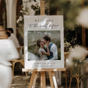 Rehearsal Dinner Sign Template with Photo | Modern Welcome Sign for Night Before Wedding | Canva Sign with Picture for Rehearsal Night