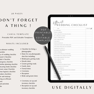 Printable Wedding Planning Check List Wedding Day Checklist Wedding Checklist Printable Template ...