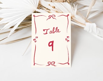 Hand drawn table numbers wedding template whimsical Table Numbers scribble illustrated Table Numbers handwritten fun wavy border template