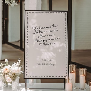 Whimsical hand drawn welcome sign