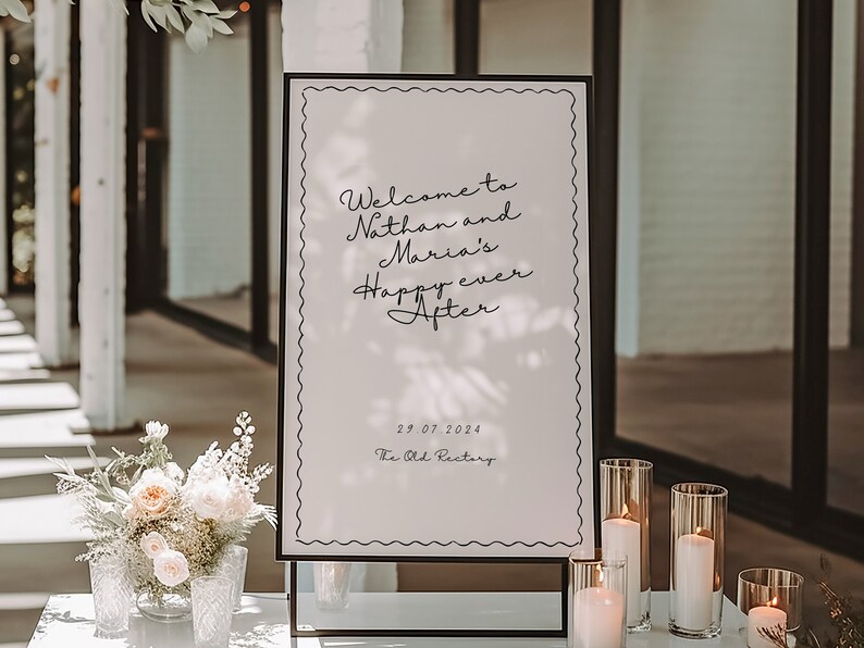 Whimsical hand drawn welcome sign