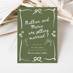 emerald green save the date card
