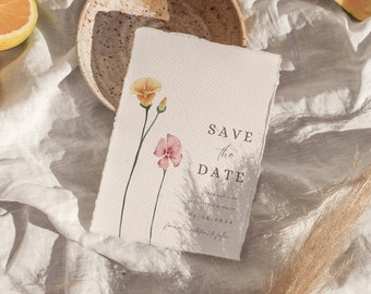 Wildflower save the date invitation Wild flower Wedding invite Template Printable Wedding save the date Boho Wildflower save the date card