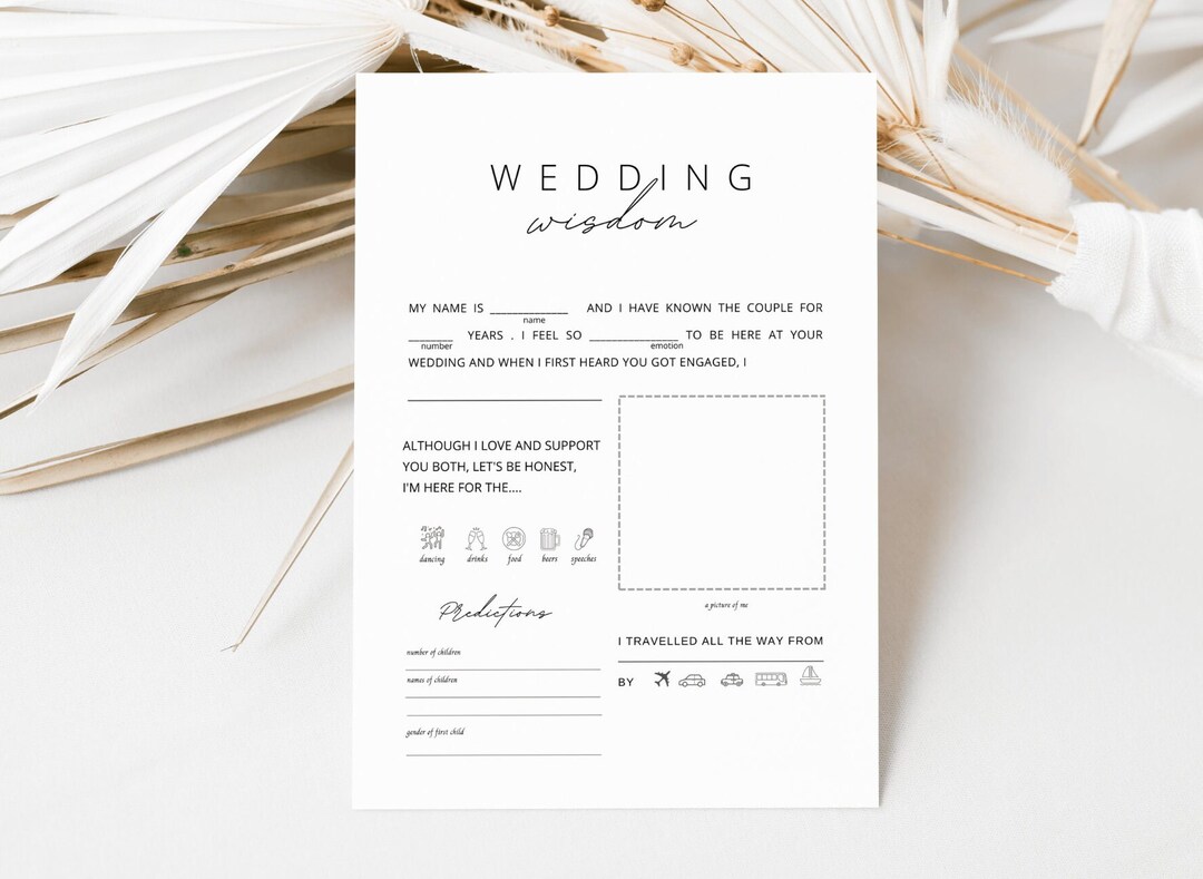 Wedding Game for Reception Wedding Wisdom Game Wedding Table Etsy