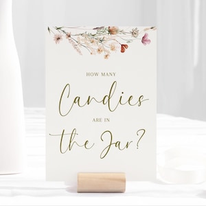 Guess How Many Candies Are In The Jar Baby Shower wildflower Guess The Candy Baby Shower Game baby in bloom theme printable shower game