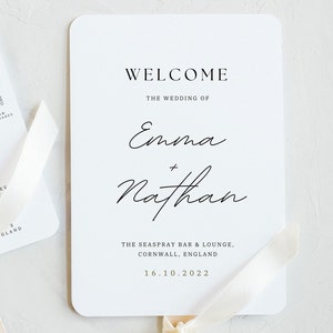 Modern wedding program fans wedding timeline program fan wedding ceremony program template fan wedding program fan template download image 1