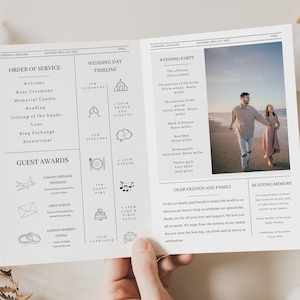 Newspaper wedding program template Canva
