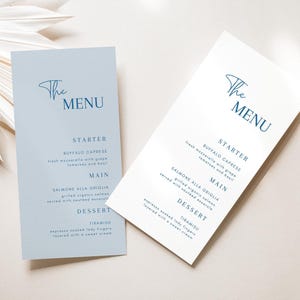 Wedding Menu Template Canva Printable Blue Wedding Reception Dinner Menu Card Template Instant Download Wedding Menu for Wedding Table Menu