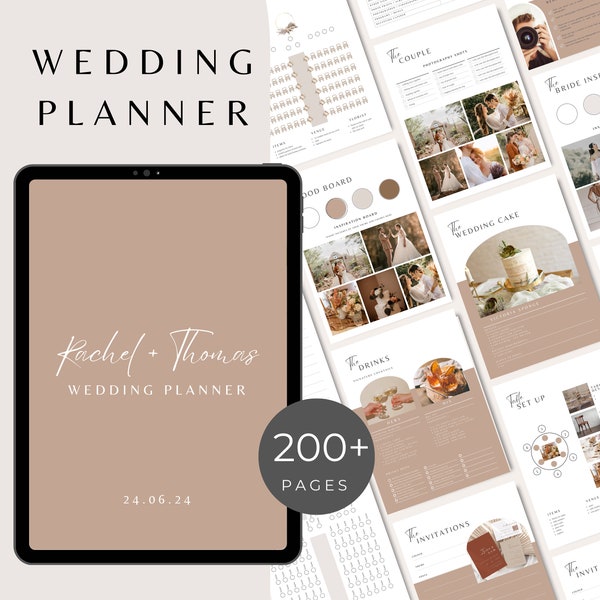 200+ Page Canva Wedding Planner Template Bundle Wedding day coordinator planner Wedding Planning Checklist and itinerary Binder editable