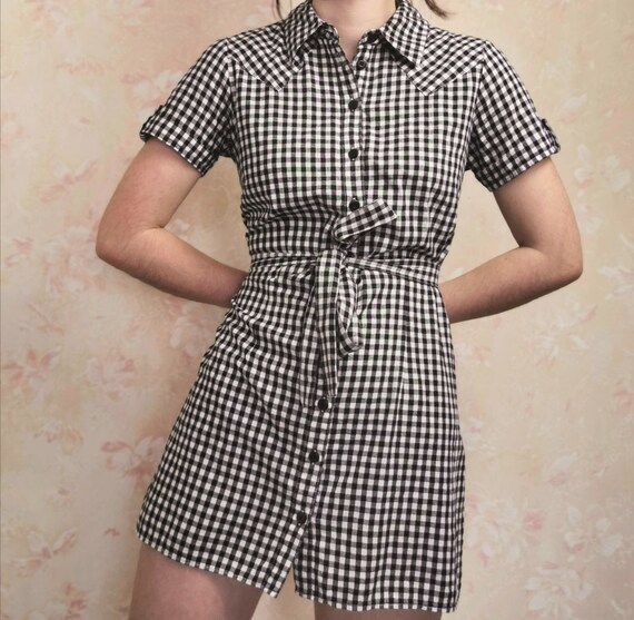 Gingham/Checkered Black and White 'Tie Front' Picn