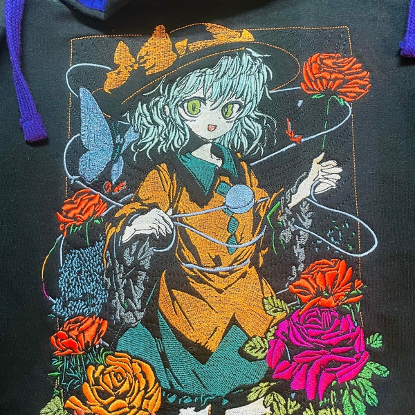 Koishi Komeiji Touhou Project Black TWO DESIGN Hoodie // men women anime hoodies, unisex, embroidered clothing