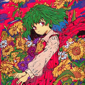 Yuuka Kazami &#39;Flower Storm&#39; Touhou Project Embroidered Patch // Art Anime Character Fanart Patch