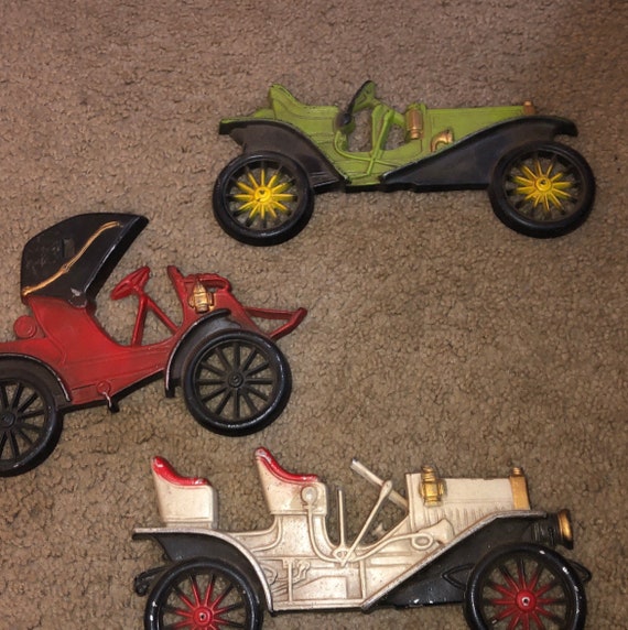 Cast Metal Wall Art Set of 3 Antique Style Automobiles Vintage - Etsy